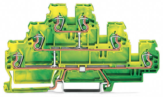 WAGO ELETTRONICA - Morsetto a tre piani.Morsetto per conduttore di terra per 6 conduttori.2,5 mm².verde-giallo