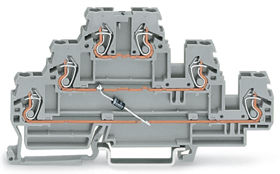 WAGO ELETTRONICA - Morsetto per componente.a tre piani.con diodo 1N4007.grigio 870-590/281-675