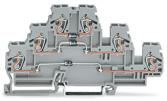 WAGO ELETTRONICA - Morsetto per componente.a tre piani.con 3 diodi 1N4007.grigio