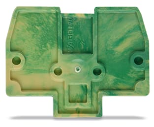 WAGO ELETTRONICA - Piastra terminale e intermedia.spessore 2 mm.per mor. per cond. di terra Ex per 2 conduttori.verde-giallo