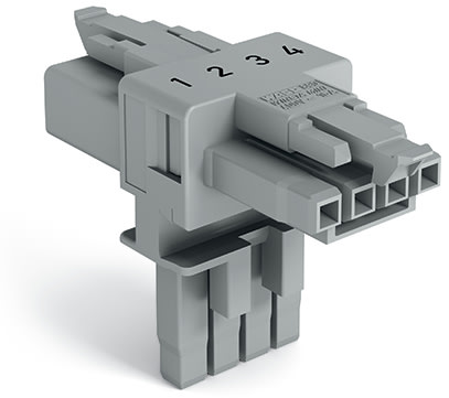 WAGO ELETTRONICA - Distributore tipo T.4 poli.Cod. B.grigio 890-1631