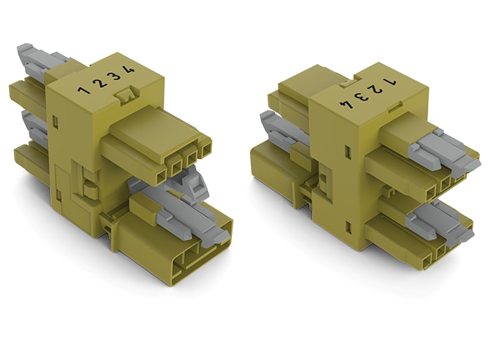 WAGO ELETTRONICA - connettore distribuzione a 3 vie.4 poli.Cod. B.verde chiaro