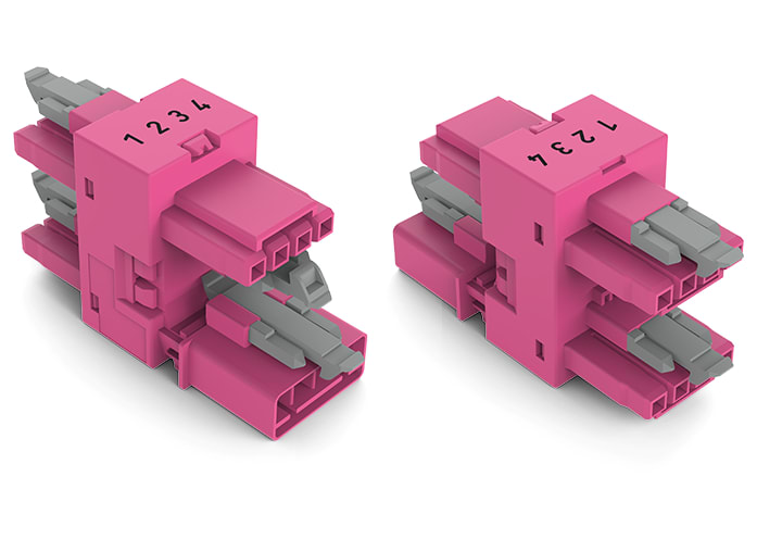 WAGO ELETTRONICA - connettore distribuzione a 3 vie.4 poli.Cod. B.rosa