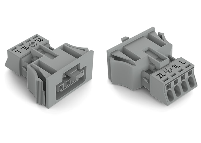 WAGO ELETTRONICA - Presa con innesto a scatto.4 poli.Cod. B.grigio 890-744/064-000