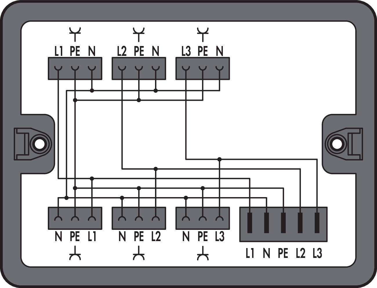 WAGO ELETTRONICA - Scatola di distribuzione.Corrente da trifase a monofase (400 V/230 V).1 ingresso.nero 899-631/149-000
