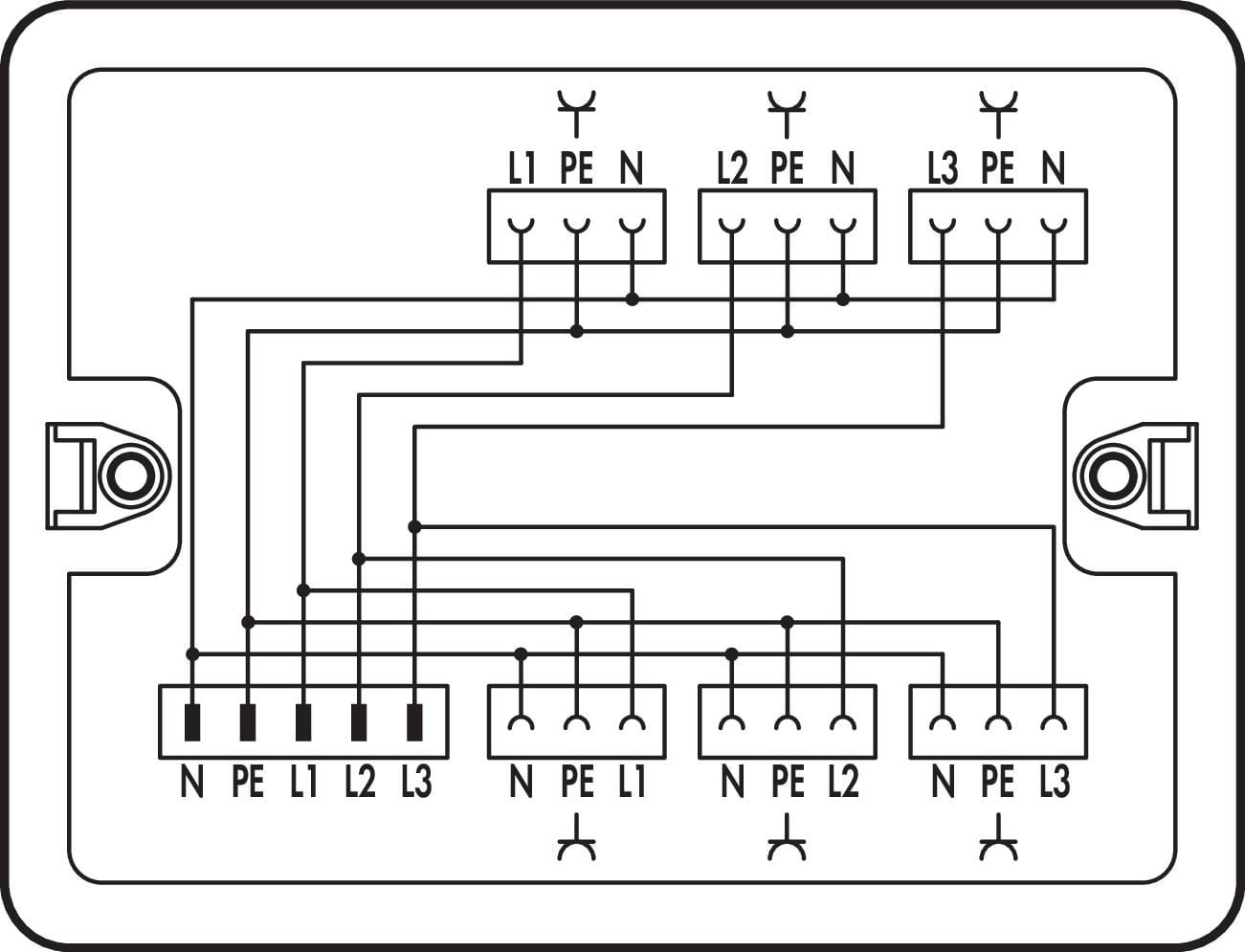 WAGO ELETTRONICA - Scatola di distribuzione.Corrente da trifase a monofase (400 V/230 V).1 ingresso.bianco 899-681/105-000