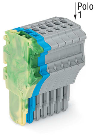 WAGO ELETTRONICA - Spina femmina per 1 conduttore.Push-in CAGE CLAMP®.1,5 mm².giallo-verde/blu/grigio 2020-108/000-039