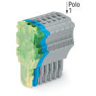 WAGO ELETTRONICA - Spina femmina per 1 conduttore.Push-in CAGE CLAMP®.1,5 mm².giallo-verde/blu/grigio 2020-108/000-039