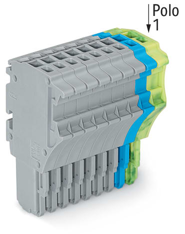 WAGO ELETTRONICA - Spina femmina per 1 conduttore.Push-in CAGE CLAMP®.1,5 mm².grigio, blu, giallo-verde