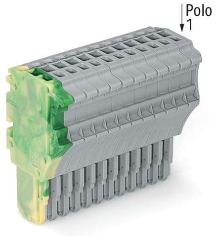 WAGO ELETTRONICA - Spina femmina per 1 conduttore.Push-in CAGE CLAMP®.1,5 mm².giallo-verde/grigio 2020-115/000-037