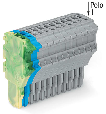 WAGO ELETTRONICA - Spina femmina per 1 conduttore.Push-in CAGE CLAMP®.1,5 mm².giallo-verde/blu/grigio