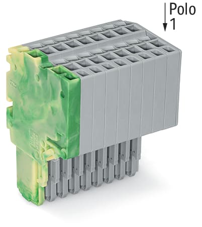 WAGO ELETTRONICA - Connettore femmina per 2 conduttori.Push-in CAGE CLAMP®.1,5 mm².giallo-verde/grigio