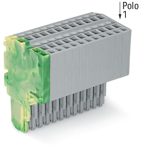 WAGO ELETTRONICA - Connettore femmina per 2 conduttori.Push-in CAGE CLAMP®.1,5 mm².giallo-verde/grigio