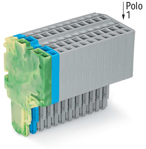 WAGO ELETTRONICA - Connettore femmina per 2 conduttori.Push-in CAGE CLAMP®.1,5 mm².giallo-verde/blu/grigio