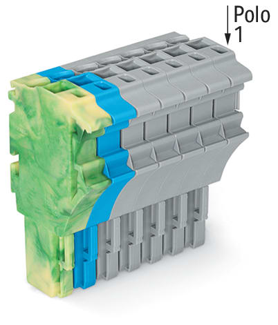 WAGO ELETTRONICA - Spina femmina per 1 conduttore.Push-in CAGE CLAMP®.4 mm².giallo-verde/blu/grigio