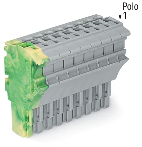 WAGO ELETTRONICA - Spina femmina per 1 conduttore.Push-in CAGE CLAMP®.4 mm².giallo-verde/grigio
