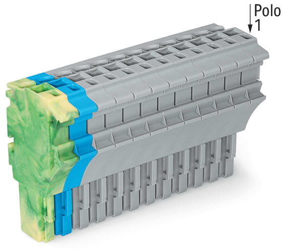 WAGO ELETTRONICA - Spina femmina per 1 conduttore.Push-in CAGE CLAMP®.4 mm².giallo-verde/blu/grigio