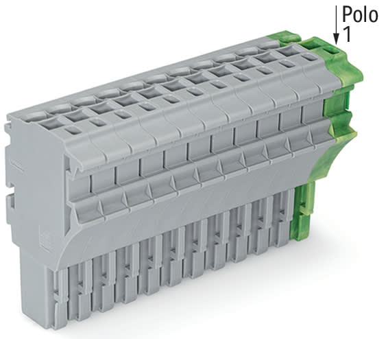 WAGO ELETTRONICA - Spina femmina per 1 conduttore.Push-in CAGE CLAMP®.4 mm².grigio, giallo-verde