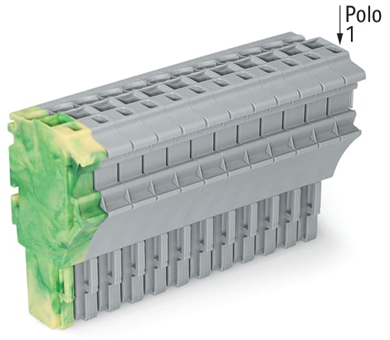 WAGO ELETTRONICA - Spina femmina per 1 conduttore.Push-in CAGE CLAMP®.4 mm².giallo-verde/grigio