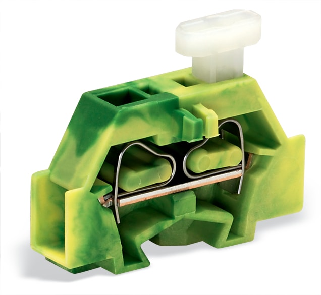 WAGO ELETTRONICA - Morsetto per 2 conduttori.su un lato con pulsante.con flangia di fissaggio.verde-giallo