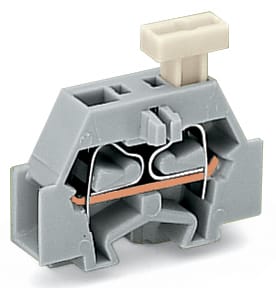 WAGO ELETTRONICA - Morsetto per 2 conduttori.su un lato con pulsante.con piede di fissaggio a scatto.grigio