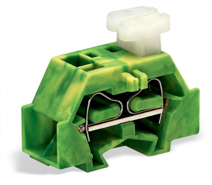 WAGO ELETTRONICA - Morsetto per 4 conduttori.su un lato con pulsanti.con flangia di fissaggio.verde-giallo