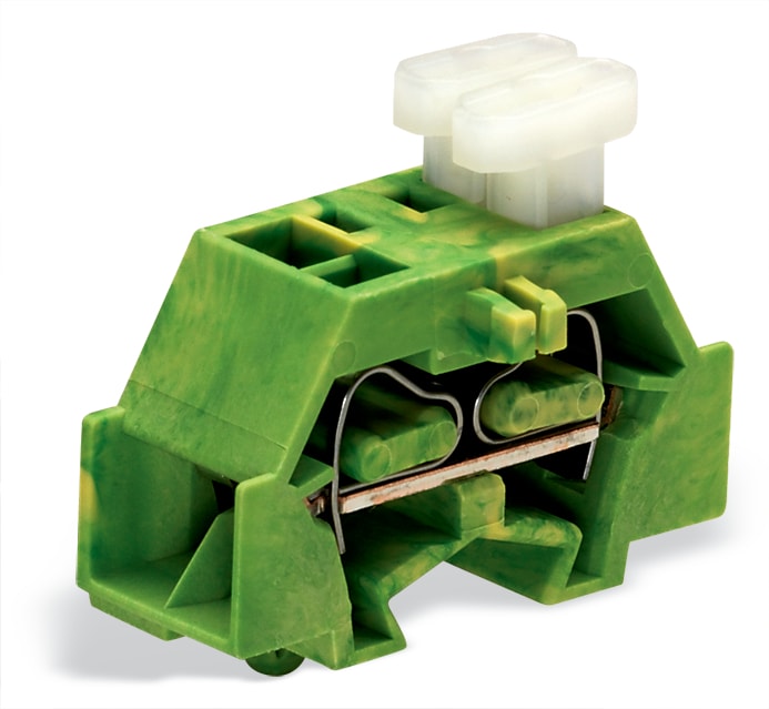 WAGO ELETTRONICA - Morsetto per 4 conduttori.su un lato con pulsanti.con piede di fissaggio a scatto.verde-giallo