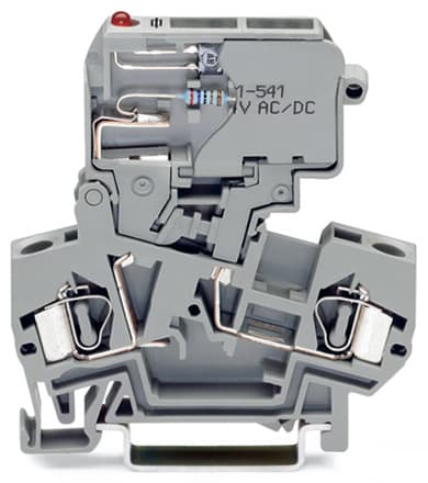 WAGO ELETTRONICA - Morsetto con fusibile per 2 conduttori.con portafusibile pivotante.con indicazione di fusibile guasto con LED.grigio
