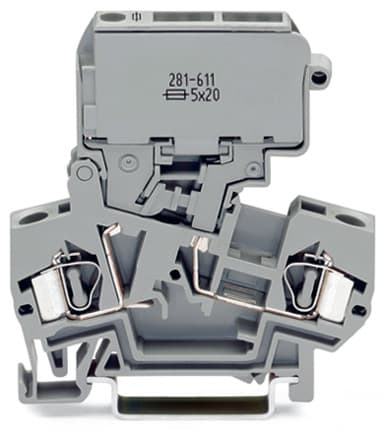 WAGO ELETTRONICA - Morsetto con fusibile per 2 conduttori.con portafusibile pivotante.per fusibile miniaturizzato 5 x 30 mm.grigio