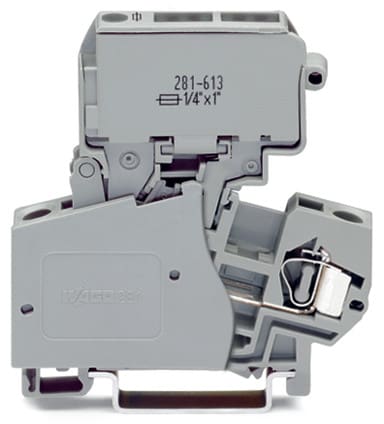 WAGO ELETTRONICA - Morsetto con fusibile per 2 conduttori.con portafusibile pivotante.per fusibile miniaturizzato 1/4 x 1 1/4 mm.grigio