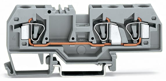 WAGO ELETTRONICA - Morsetto passante per 3 conduttori.6 mm².adatto per applicazioni Ex e II.grigio chiaro 282-993