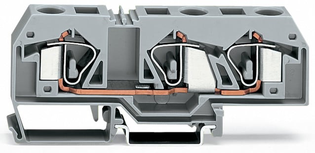 WAGO ELETTRONICA - Morsetto passante per 3 conduttori.16 mm².adatto per applicazioni Ex e II.grigio chiaro