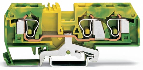 WAGO ELETTRONICA - Morsetto di terra per 3 conduttori.10 mm².adatto per applicazioni Ex e II.verde-giallo