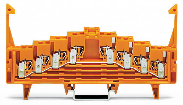 WAGO ELETTRONICA - Morsetto a 4 livelli stesso potenziale.con clip di bloccaggio.tutte le unità di connessione sono con ponticello di comunicazione interno.arancione