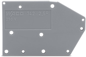 WAGO ELETTRONICA - Piastra terminale.tipo fissaggio a scatto.spessore 1,5 mm.blu 742-400