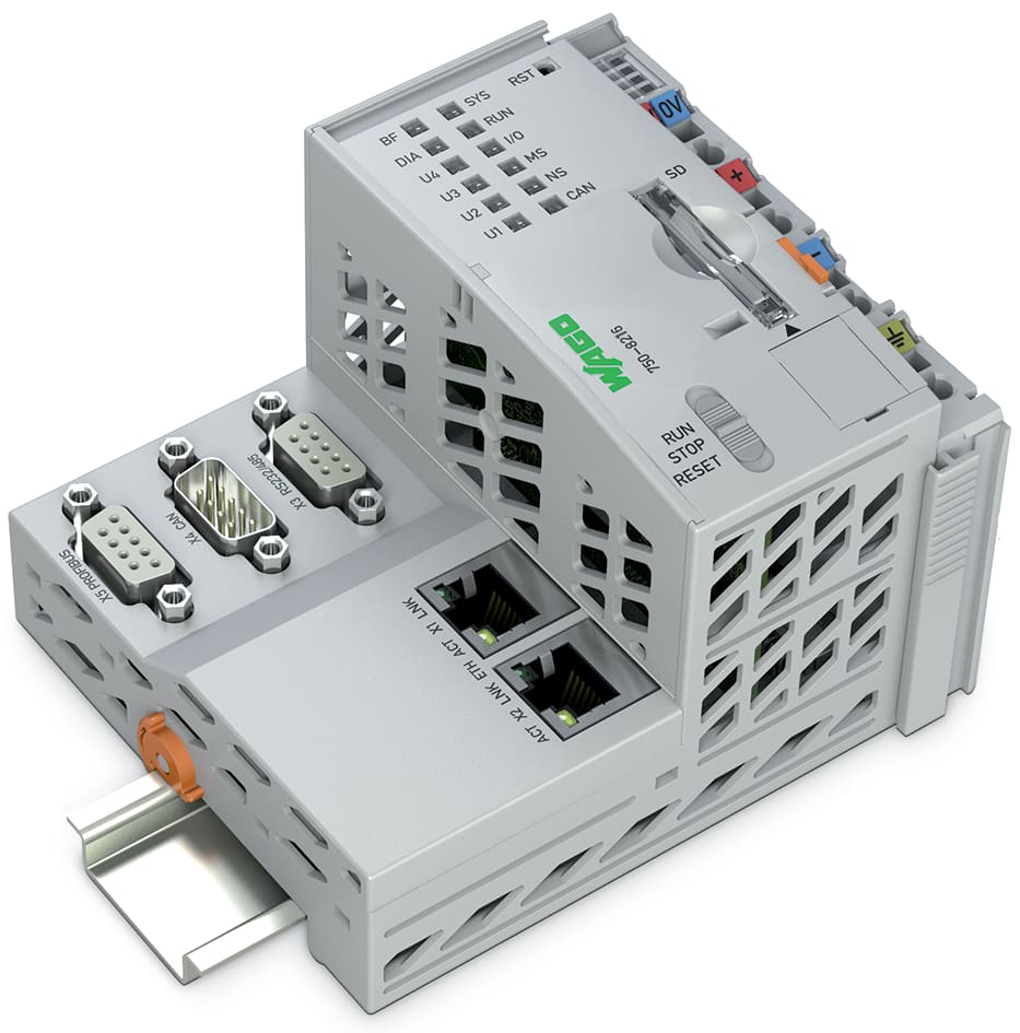 WAGO ELETTRONICA - Controllore PFC200.2ª generazione.2 x ETHERNET, RS-232/-485, CAN, CANopen, slave PROFIBUS.grigio chiaro