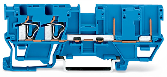 WAGO ELETTRONICA - Morsetto di base per 2 conduttori/2 pin.per guida DIN 35 x 15 e 35 x 7,5.4 mm².blu