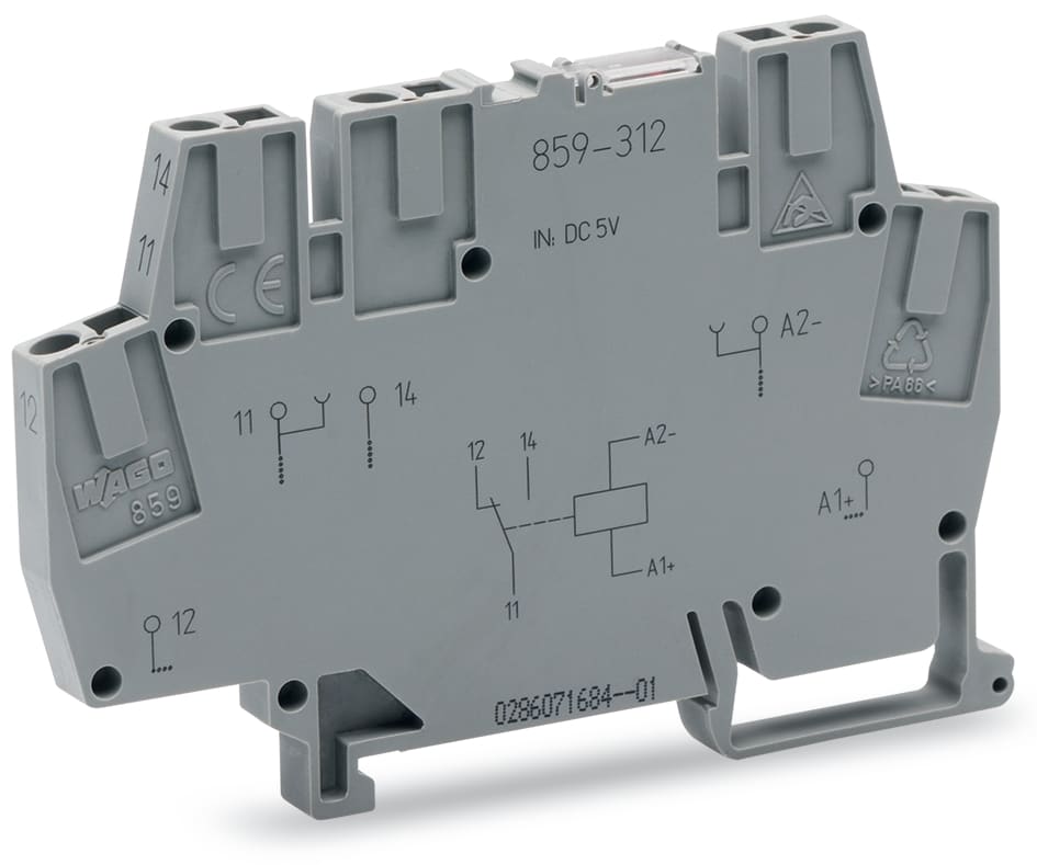 WAGO ELETTRONICA - Modulo relè.Tensione nominale di ingresso: 24 V DC.1 contatto in scambio.grigio