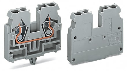 WAGO ELETTRONICA - Morsetto terminale per 2 conduttori.senza pulsanti.con piede di fissaggio a scatto.grigio chiaro