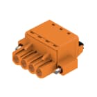 WEIDMULLER - Connettori per circuito stampato, 320V, 24A, Passo 5.08mm, 3.31mm², 4 poli, PUSH IN con attuatore, Box BLF 5.08HC/04/180F SN OR BX. 1013110000