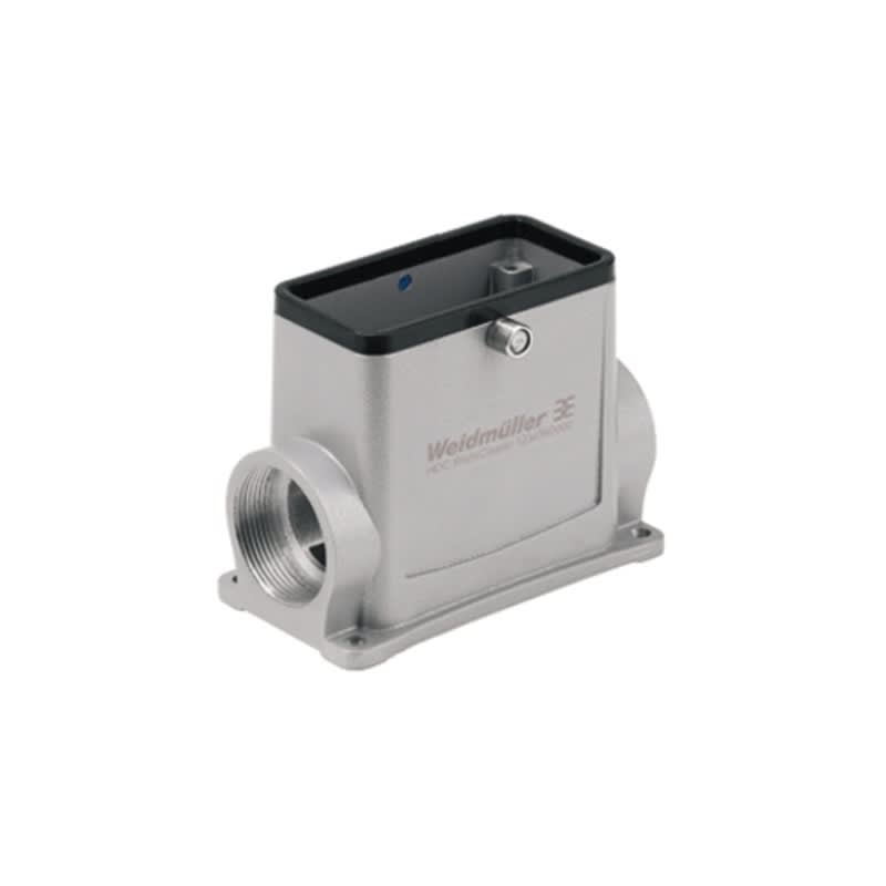 WEIDMULLER - Custodia HDC 24D SZO 2PG21G con connettori a innesto industriali, bloccaggio centrale in alto, dimensioni 4 e grado di protezione IP65.