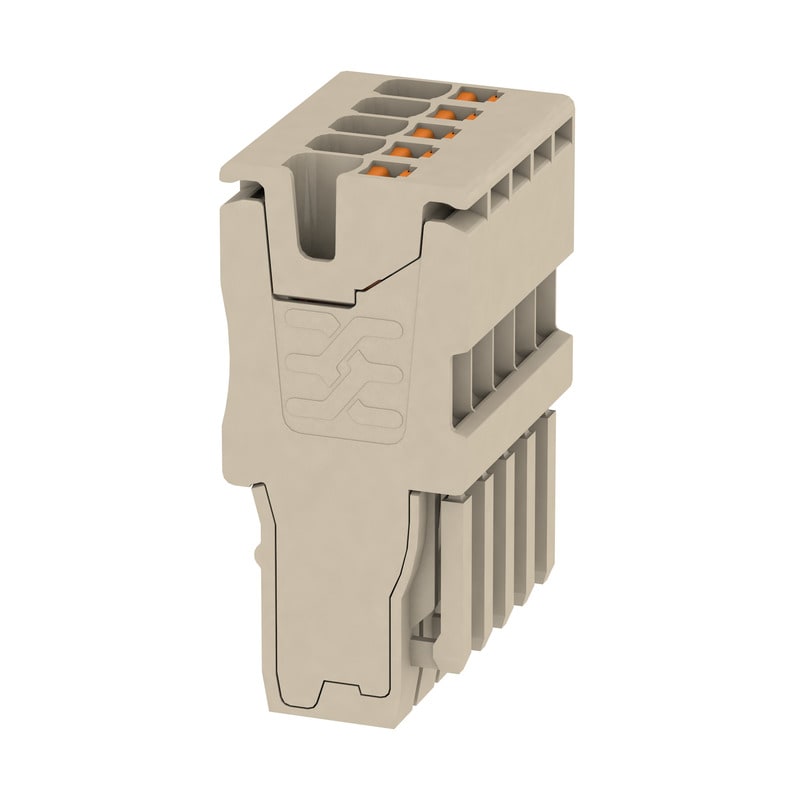 WEIDMULLER - Connettore PUSH IN Beige scuro 1.5 mm² 17.5 A 500 V Numero di collegamenti 5 V-0 Wemid Numero di poli 5 Larghezza 17.5 mm Pos APG 1.5/5.