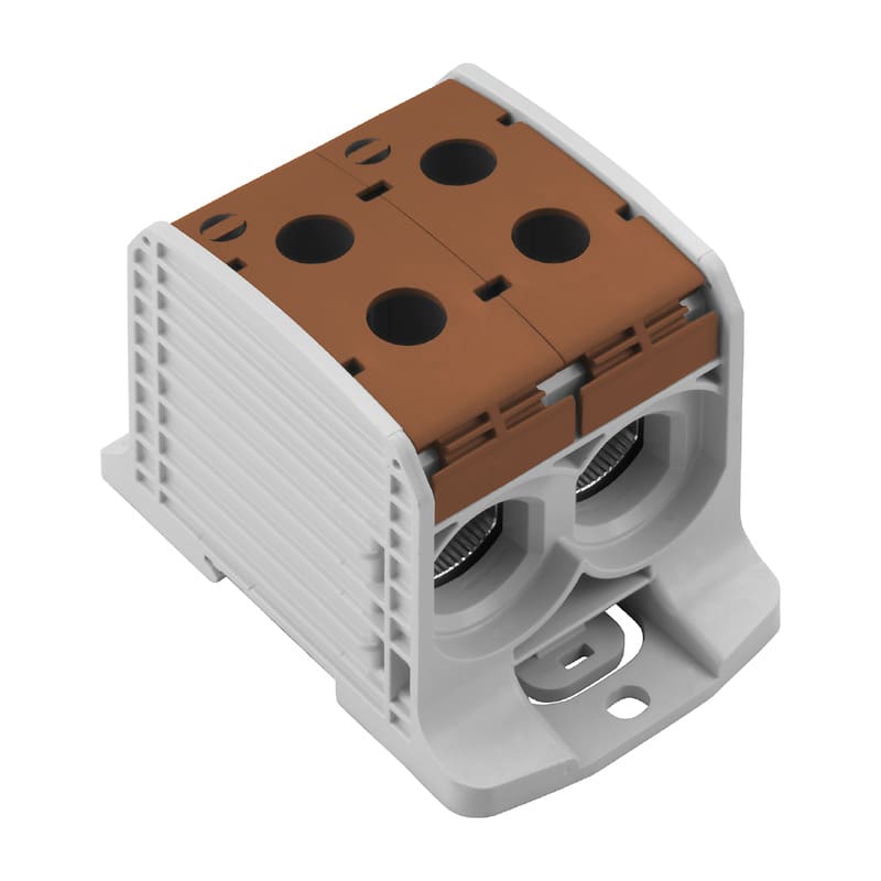 WEIDMULLER - Morsetto ripartitore di potenziale, collegamento a vite, marrone, 185 mm², 353 A, 1000 V, numero di piani: 1, V-0, Wemid WPD 232 2X185/2X185 BN.