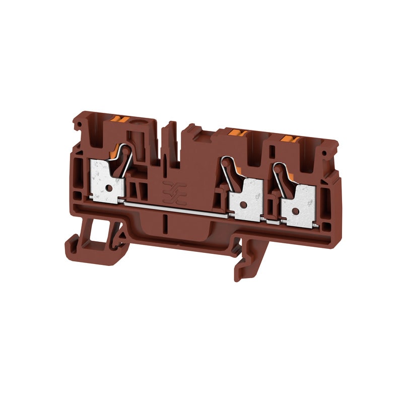 WEIDMULLER - Morsettiera passante PUSH IN marrone 4 mm² 32 A 800 V 3 collegamenti 1 piano TS 35 V-0 Wemid 130 °C A3C 4 BR.
