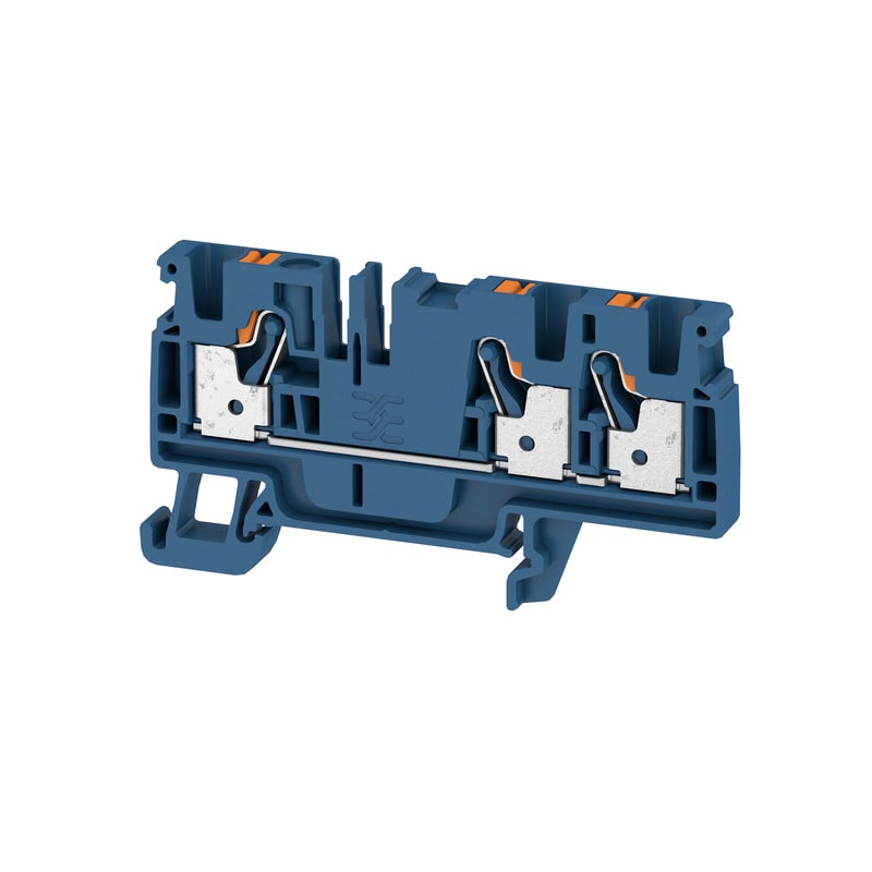 WEIDMULLER - Morsettiera passante PUSH IN Blu scuro 4 mm² 32 A 800 V 3 collegamenti 1 piano TS 35 V-0 Wemid 130 °C A3C 4 DBL.