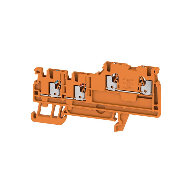 WEIDMULLER - Morsetto componibile PUSH IN arancione per sensori e attuatori, 1.5 mm², 13.5 A, 250 V, 4 collegamenti, 1 piano, TS 35, V-0, W, AIO21 1.5 SI OR.