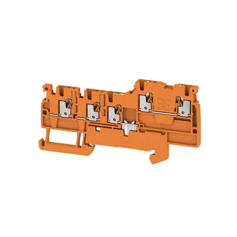 WEIDMULLER - Morsetto componibile PUSH IN arancione 1.5 mm² 13.5 A 250 V, 5 collegamenti, 1 piano, TS 35, V-0, W AIO22 1.5 SI-PE OR.