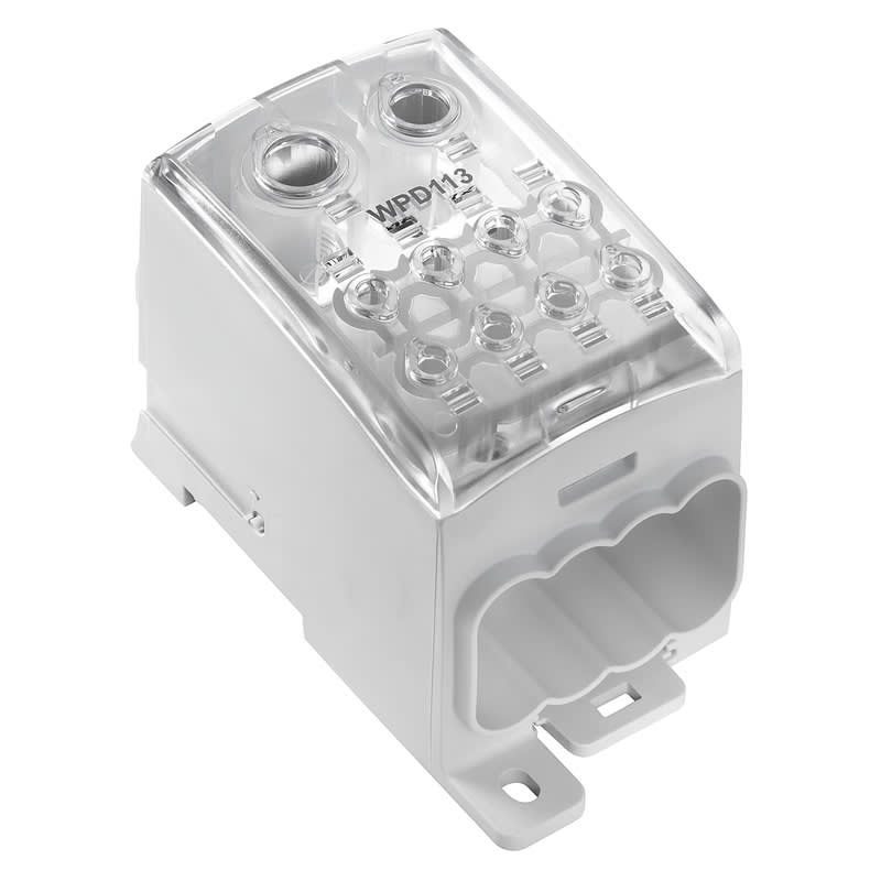 WEIDMULLER - Morsetto ripartitore di potenziale, collegamento a vite, grigio chiaro, 185 mm², 353 A, 1000 V, 10 collegamenti, 1 piano, TS 35, WPD 113 1X185+1X150/8X35 GY.