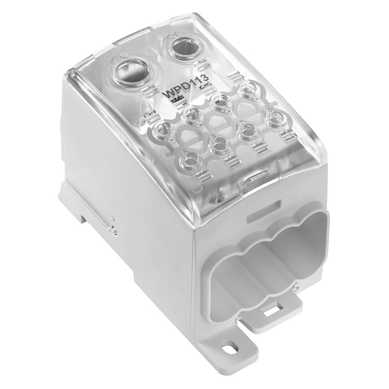 WEIDMULLER - Morsetto ripartitore di potenziale, collegamento a vite, grigio chiaro, 185 mm², 353 A, 1000 V, 10 collegamenti, 1 piano, TS 35, WPD 113 1X185+1X150/8X35 GY.