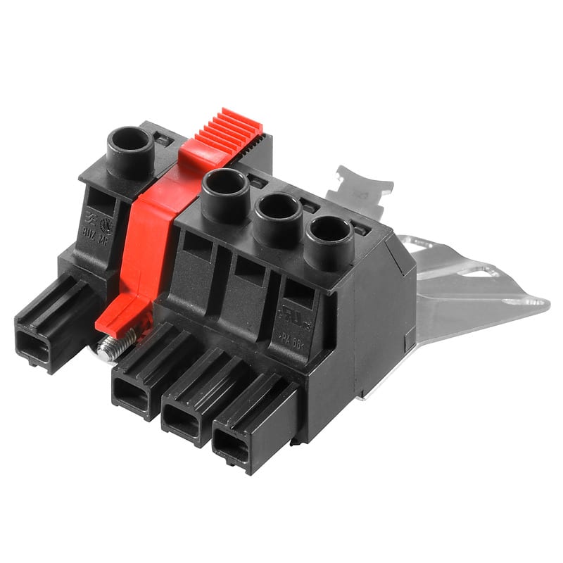 WEIDMULLER - Connettori per circuito stampato, 1000V, 78.3A, Passo 10.16mm, 16mm², 4 poli, Collegamento a vite BUZ 10.16IT/04/180MSF4SH160 AG BK BX.